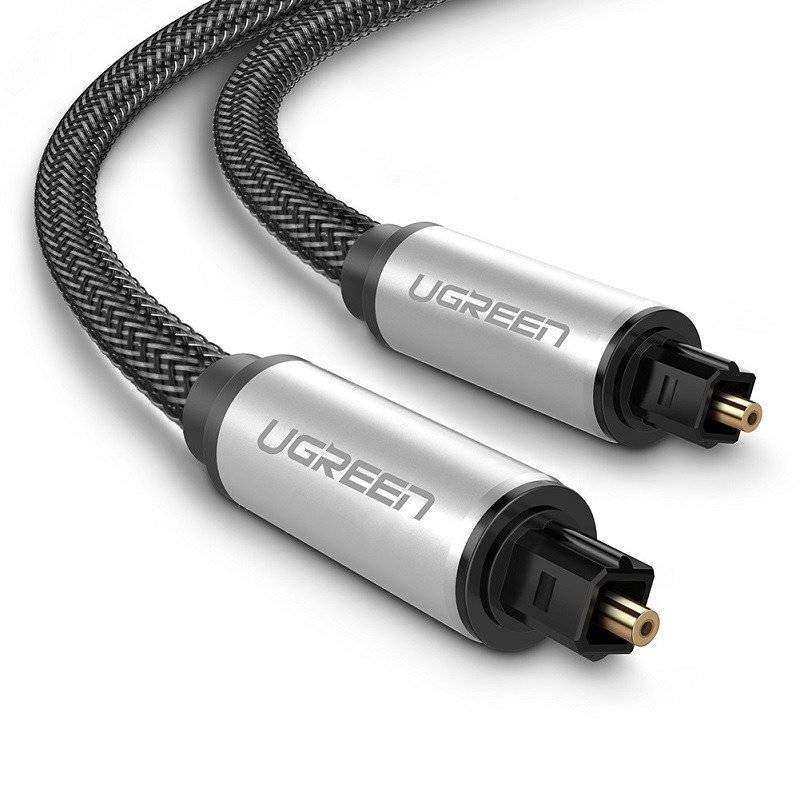 UGREEN AV108 Toslink Audio optički kabel, pleteni aluminij, 1m (sivo) (paket od 5 komada)