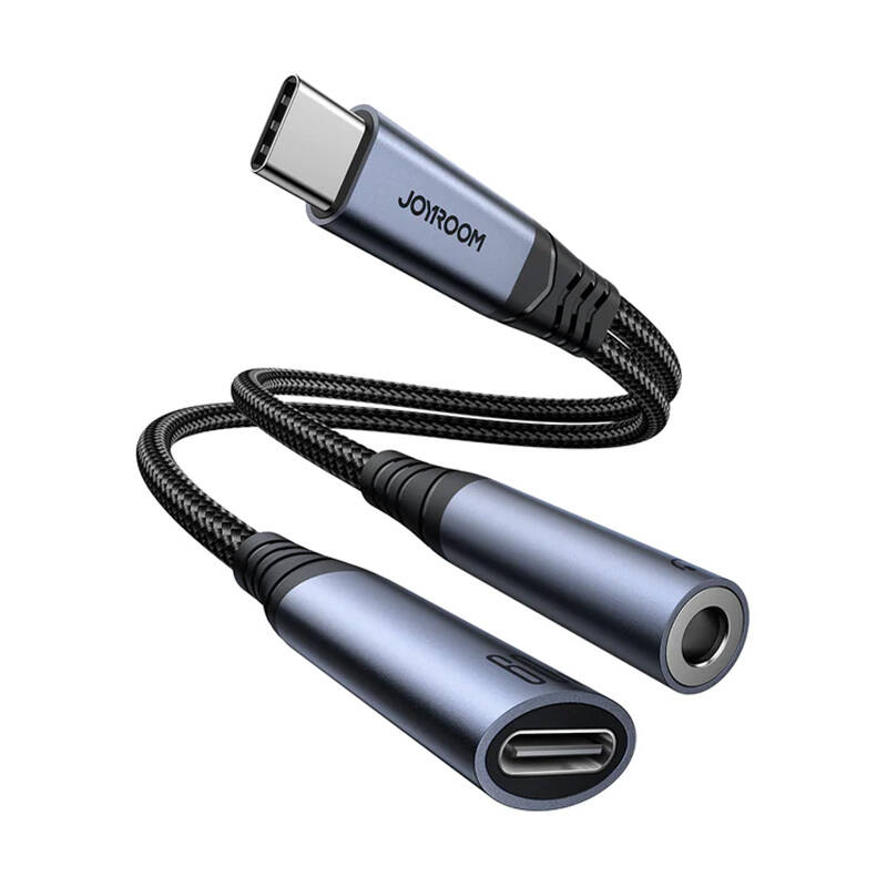 2-u-1 audio adapter Joyroom SY-C02 Type-C na 3,5 mm + Type-C (crni)