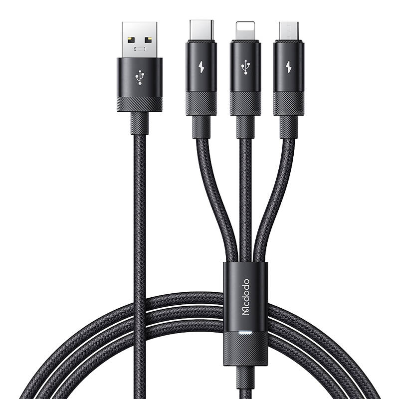 3u1 USB na USB-C / Lightning / Micro USB kabel, Mcdodo CA-5790, 3,5 A, 1,2 m (crni)