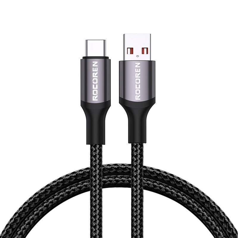 Kabel za brzo punjenje Rocoren USB-A na USB-C Retro Series 2m 3A (siv)