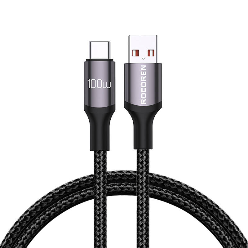 Kabel za brzo punjenje Rocoren USB-A na USB-C Retro Series 2m 100W (siv)