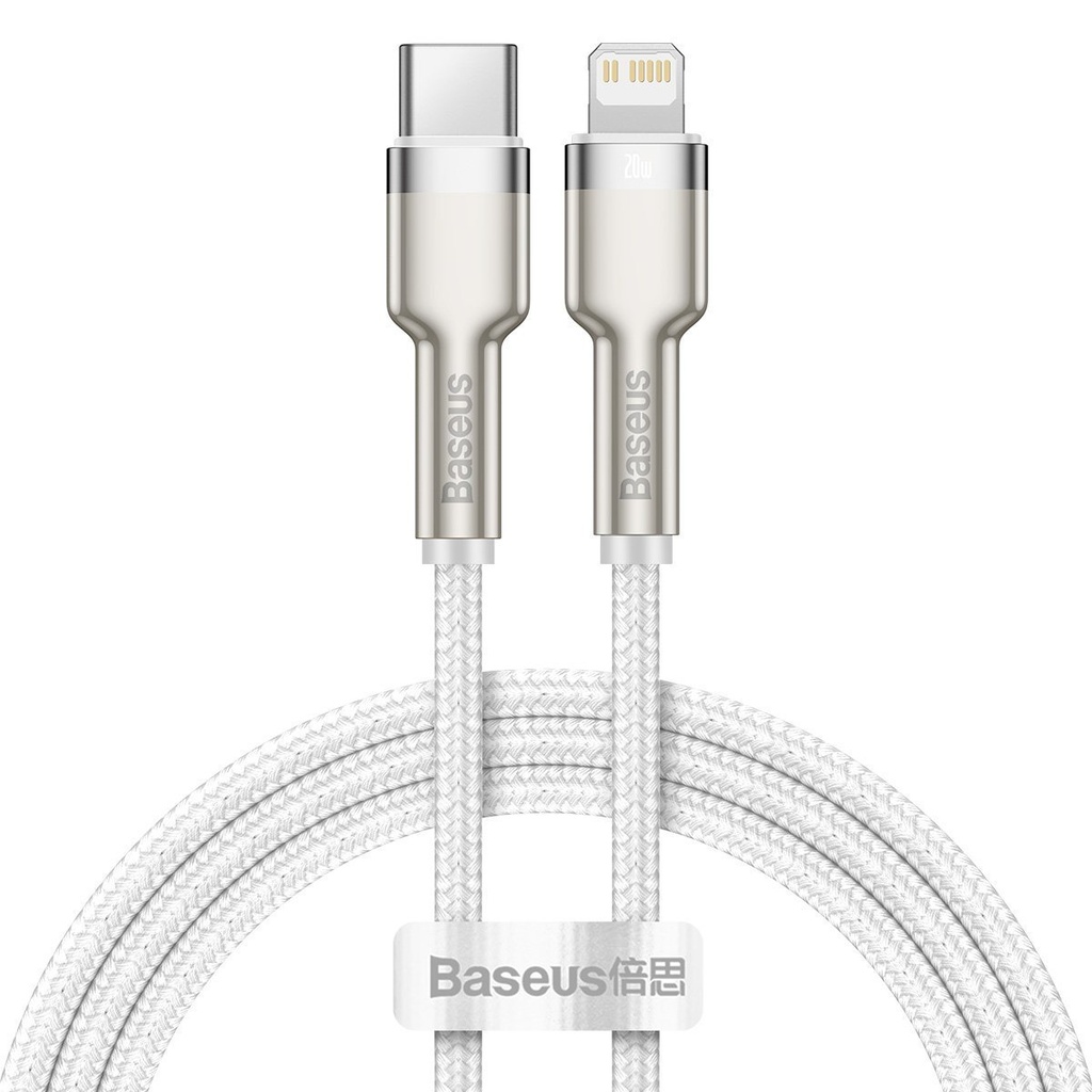 USB-C kabel za Lightning Baseus Cafule, PD, 20W, 1m (bijeli) (paket od 5 komada)