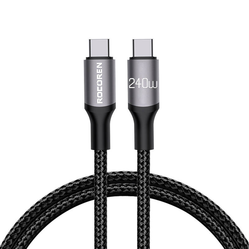 Kabel za brzo punjenje Rocoren USB-C na USB-C Retro Series 1m 240W (sivo)