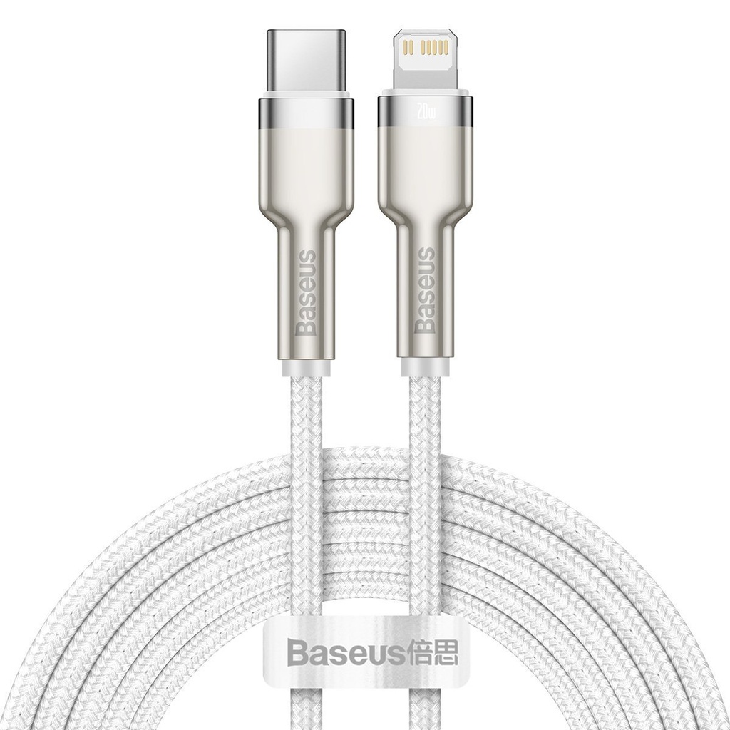USB-C kabel za Lightning Baseus Cafule, PD, 20W, 2m (bijeli) (paket od 5 komada)
