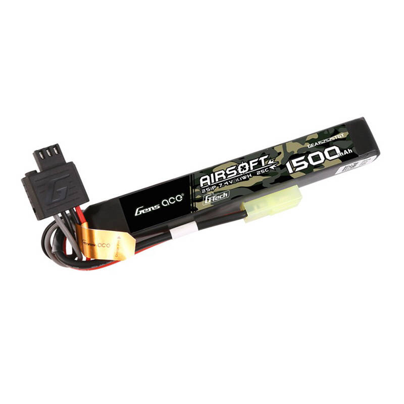 Gens ace G-Tech 25C 1500mAh 2S1P 7.4V Airsoft Gun Lipo baterija s mini Tamiya utikačem