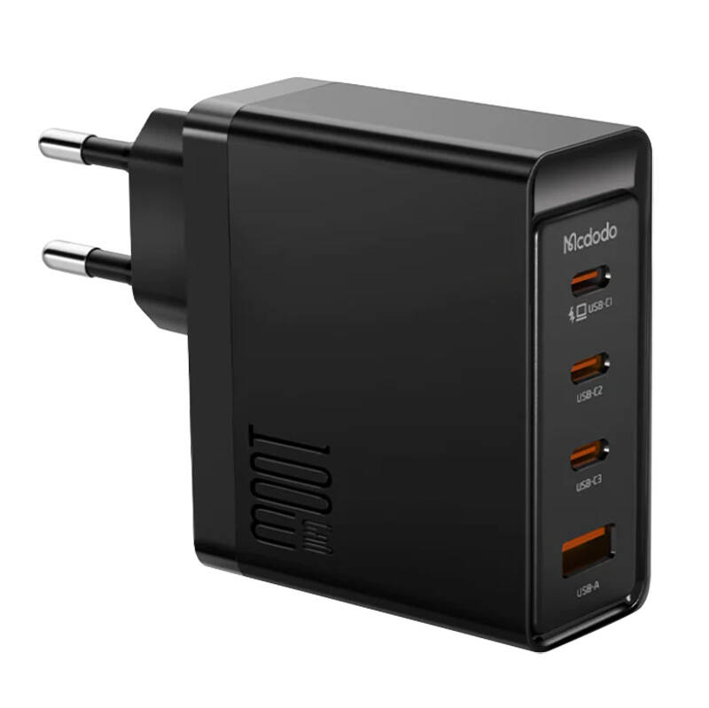 Zidni punjač McDodo GAN 3xUSB-C + USB, 100W (crni)