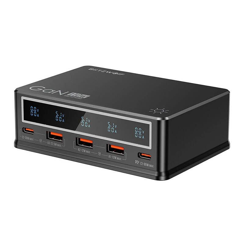 Stolni punjač Blitzwolf BW-i9 110W PD 3xUSB-A, 2xUSB-C (crni)