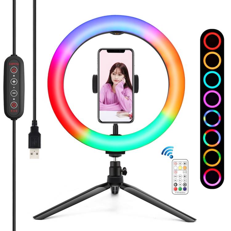 Stativ Puluz s RGBW LED prstenom od 26 cm Vlogging PKT3082B