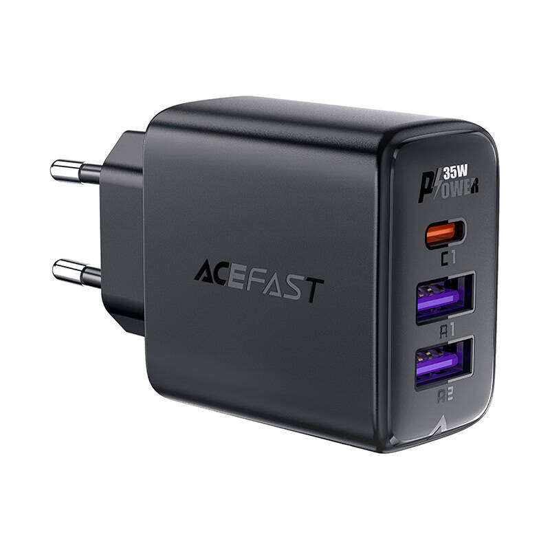 Zidni punjač Acefast A57 GaN 2xUSB-A+USB-C PD35W EU (crni)