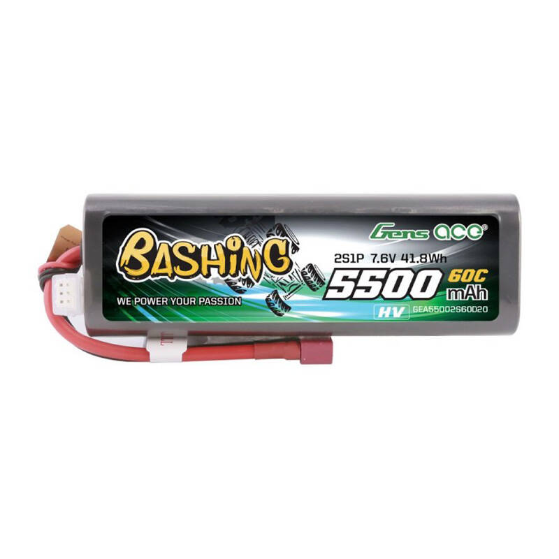 Gens ace 5500mAh 2S 7.6V 60C HardCase RC 20 Lipo s T-utikačem