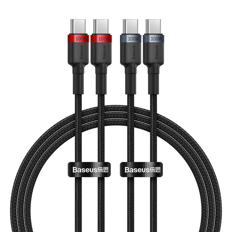 Kabel Baseus Cafule USB-C na USB-C 100W,1m, 2kom (crveno crni, sivo crni)