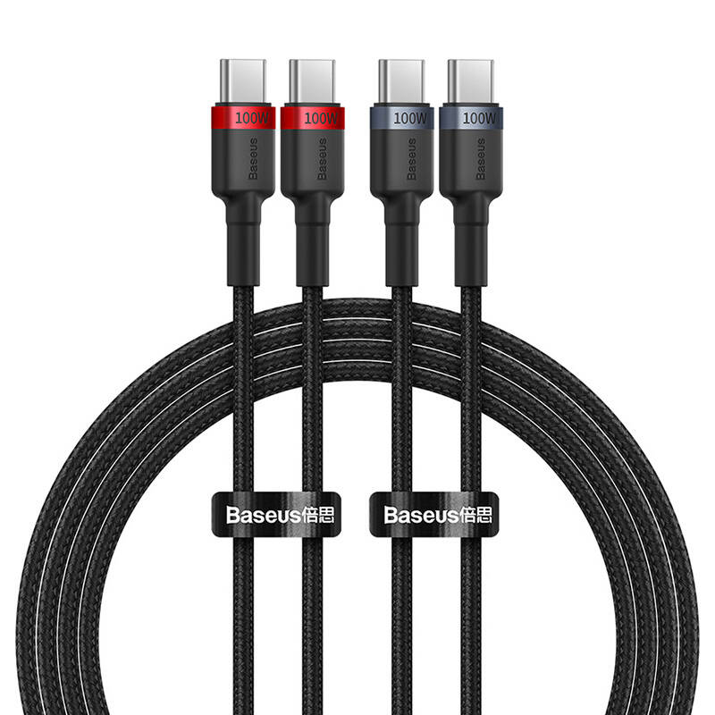 Kabel Baseus Cafule USB-C na USB-C 100W,2m,2kom (crveno crni, sivo crni)