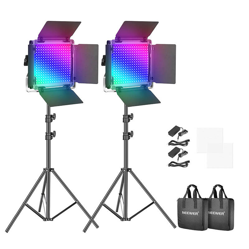 Neewer 660 PRO RGB LED studijski set, dvije lampe 50W 3200-5600K + stativi + vrata