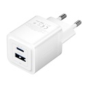 Zidni punjač, ​​Vention, FEQW0-EU, USB-C + USB-A, 30W/30W, GaN (bijeli)