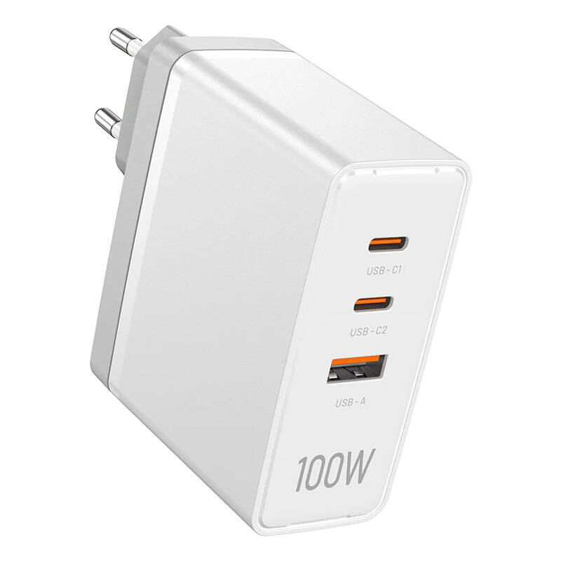 Zidni punjač, ​​Vention, FEGW0-EU, 2xUSB-C, USB-A, 100W/100W/30W, GaN (bijeli)