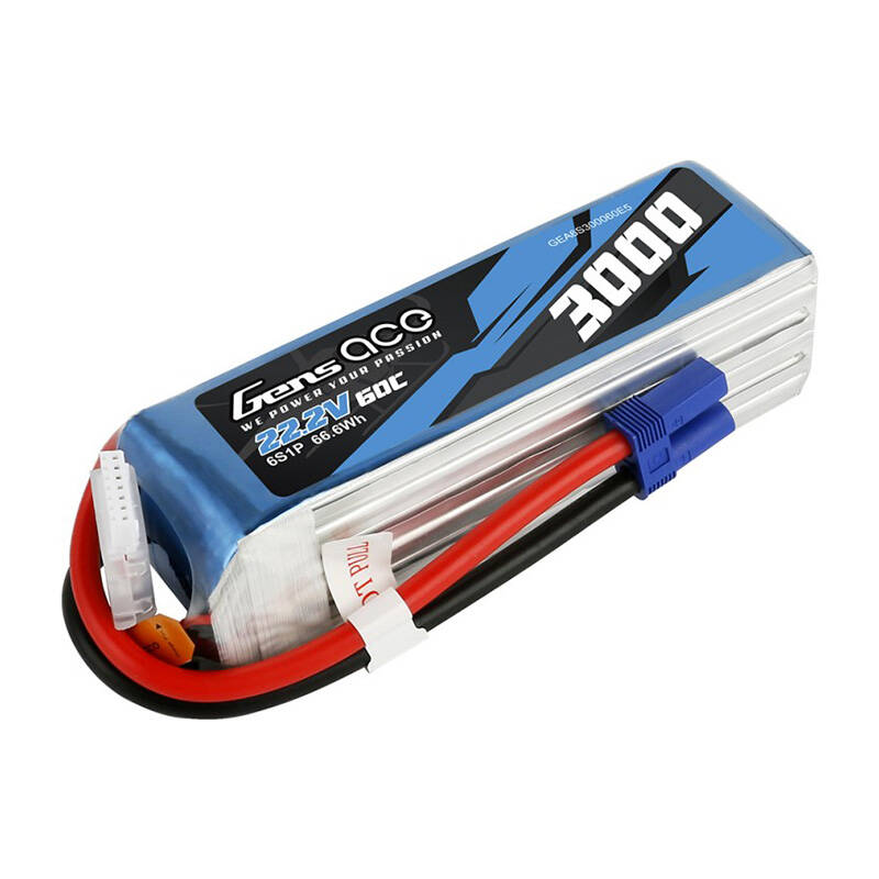 Gens ace 3000 mAh 22,2 V 60C 6S1P Lipo baterija s EC5 utikačem