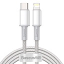 USB-C na Lightning Baseus pleteni kabel visoke gustoće, 20 W, PD, 2 m (bijeli) (paket od 5 komada)