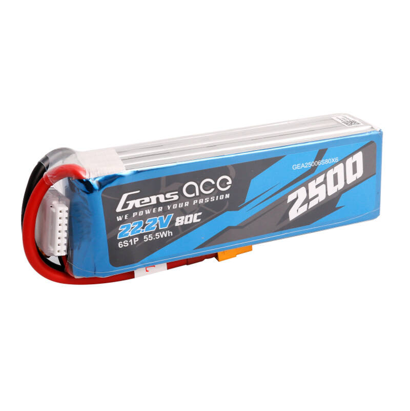 Gens ace 2500 mAh 22,2 V 80C 6S1P Lipo baterija s XT60 utikačem