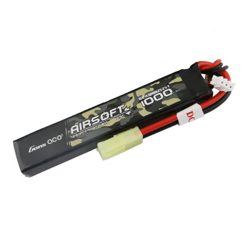 Gens ace 25C 1000 mAh 2S1P 7,4 V Airsoft Gun Lipo baterija s mini Tamiya utikačem