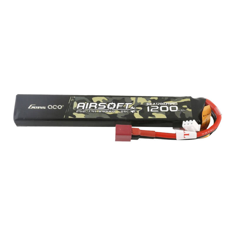 Gens ace 25C 1200mAh 2S1P 7.4V Airsoft Gun Lipo baterija s T utikačem