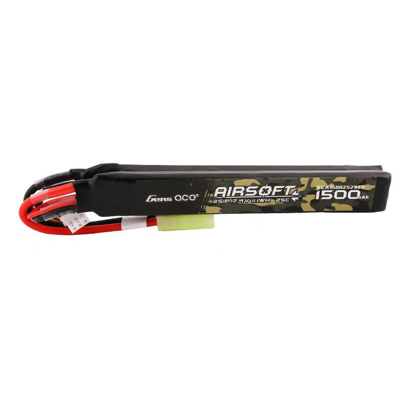 Gens ace 25C 1500mAh 2S1P 7.4V Nunchuck 2X Airsoft Gun Lipo baterija s mini Tamiya utikačem