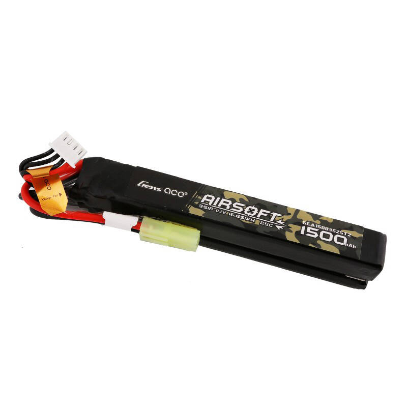 Gens ace 25C 1500mAh 3S1P 11.1V Nunchuck 2X Airsoft Gun Lipo baterija s mini Tamiya utikačem