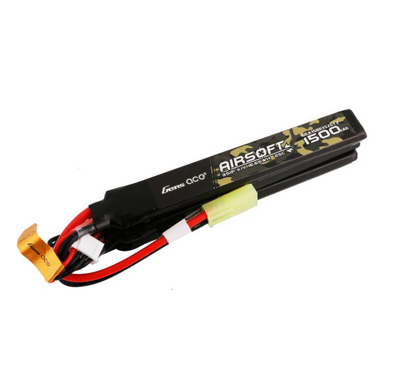 Gens ace 25C 1500mAh 3S1P 11.1V Nunchuck 3X Airsoft Gun Lipo baterija s mini Tamiya utikačem