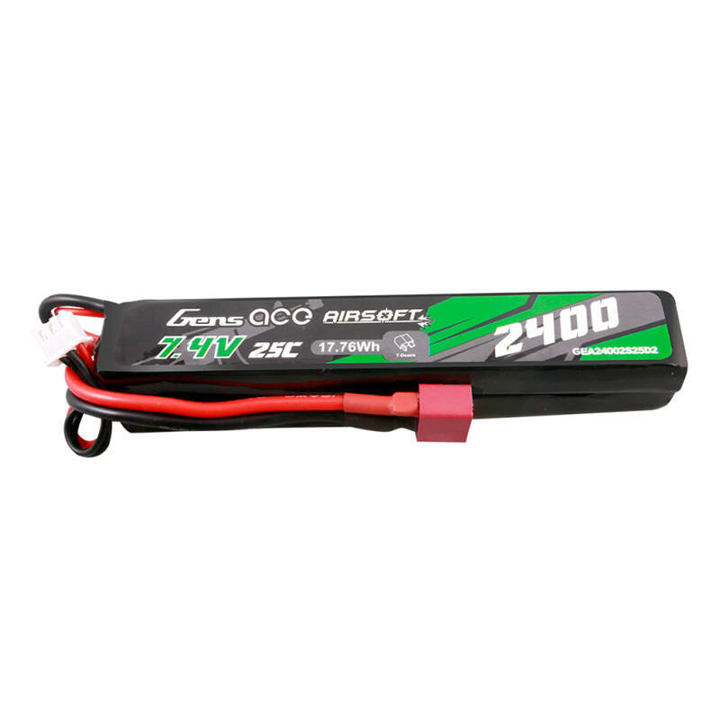 Gens ace 25C 2400 mAh 2S2P 7,4 V Saddle Airsoft Gun Lipo baterija s Mini Deans(T) utikačem