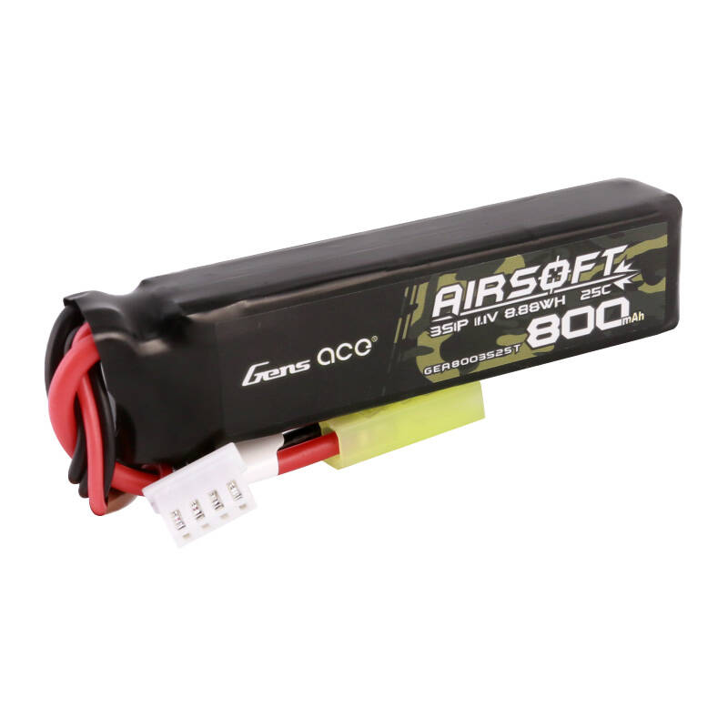 Gens Ace Lipo 800MAH 11.1V 25C 3S1P Airsoft Gun Lipo baterija s mini Tamiya utikačem