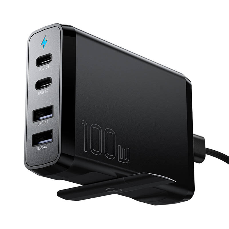 Stolni punjač 2xUSB-C 2xUSB-A 100W Essager GaN (crni)