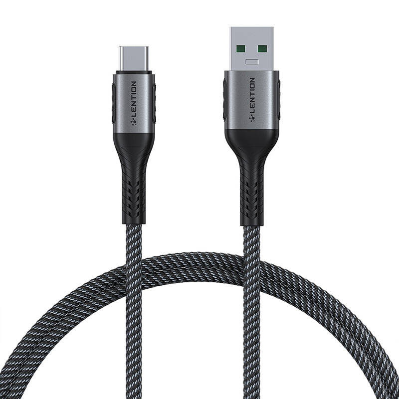 USB-A 3.1 na USB-C Kabel za brzo punjenje Lention CB-ACE-6A1M, 6A, 10Gbps, 0,5m (crni)