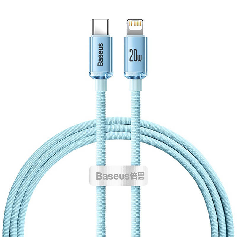 Baseus Crystal Shine USB-C na IP kabel, 20 W, 1,2 m (plavi)