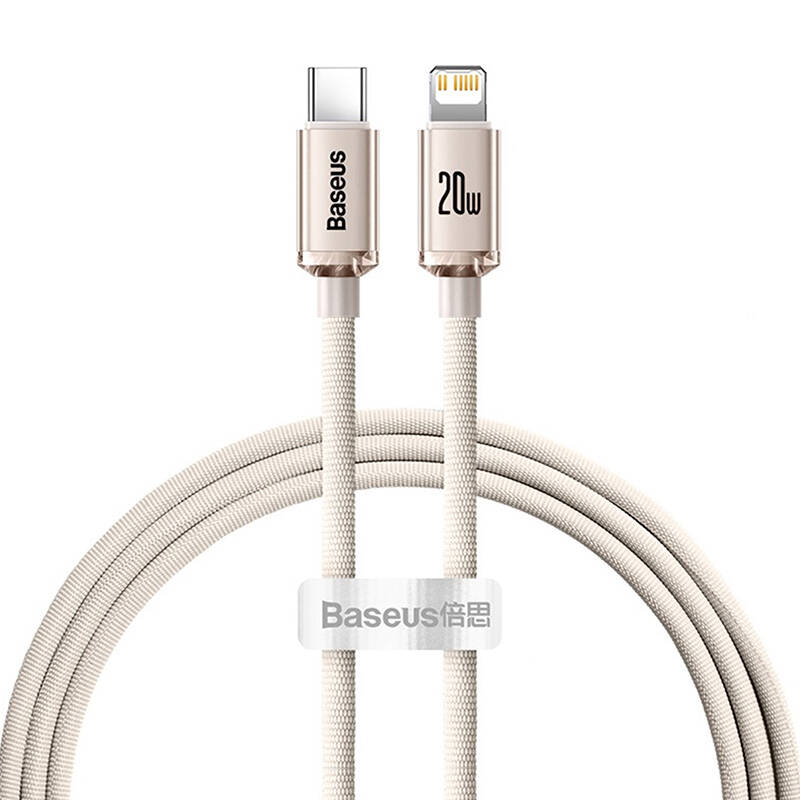 Baseus Crystal Shine USB-C na IP kabel, 20 W, 1,2 m (ružičasti)