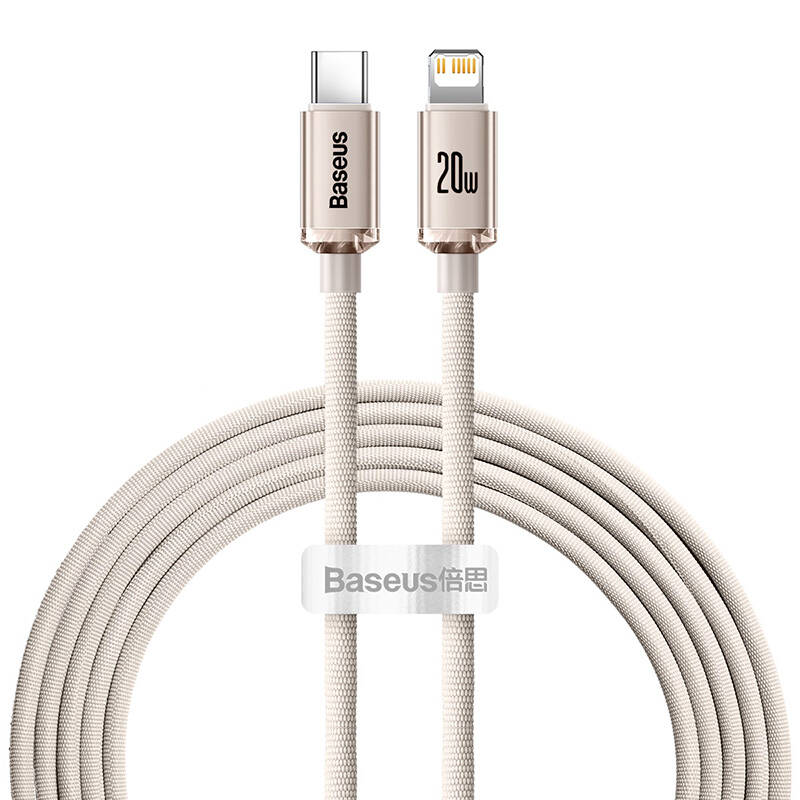 Baseus Crystal Shine USB-C na IP kabel, 20W, 2m (roza) (paket od 5 komada)
