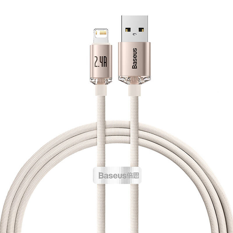 Baseus Crystal Shine USB kabel za iP, 2.4A, 1.2m (ružičasti)