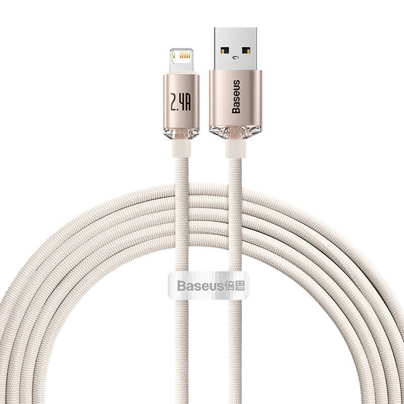 Baseus Crystal Shine USB kabel za iP, 2.4A, 2m (ružičasti)