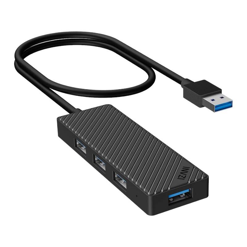 Adapter Hub 4 u 1, INVZI, MH04, 4x USB 3.0 (crni)