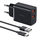 Mcdodo CH-5072 USB-A*2, 12W punjač + USB-A na USB-C kabel (crni) (paket od 5 komada)