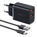 Mcdodo CH-5072 USB-A*2, 12W punjač + USB-A na USB-C kabel (crni)