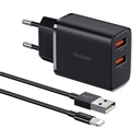 Mcdodo CH-5071 USB-A*2, 12W mrežni punjač + USB-A na Lightning kabel (crni)