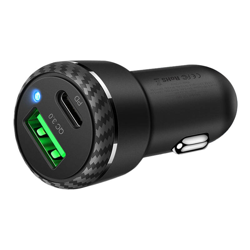 Mcdodo CC-5970 auto punjač, ​​USB + USB-C 38W (crni)