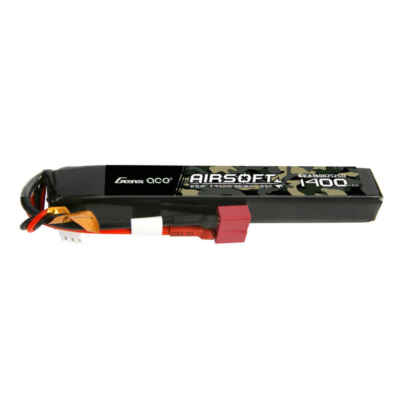 Gens ace 25C 1400mAh 2S1P 7.4V Airsoft Gun Lipo baterija s T utikačem