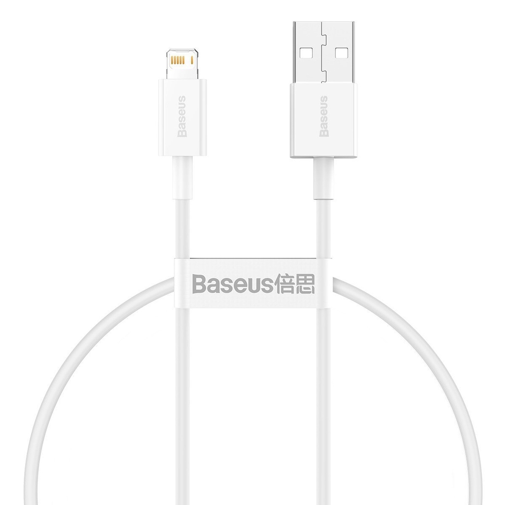 Baseus Superior Series kabel USB na Lightning, 2.4A, 0,25m (bijeli) (paket od 5 komada)