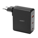 Zidni punjač Aukey PA-B7O, 1xUSB-A, 2xUSB-C, 140W GaN (crni)