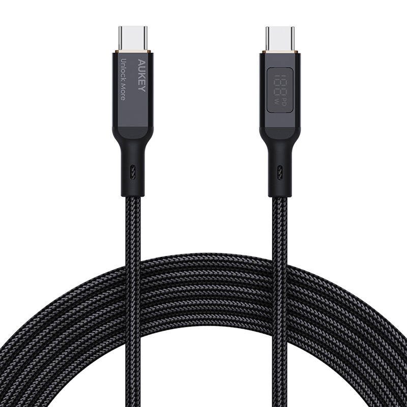 USB-C na USB-C kabel Aukey CB-MCC102, 100 W, 1,8 m (crni)