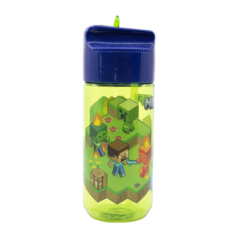 Boca vode sa slamkom za djecu STOR 40436 430 ml Minecraft (zeleno-plava)