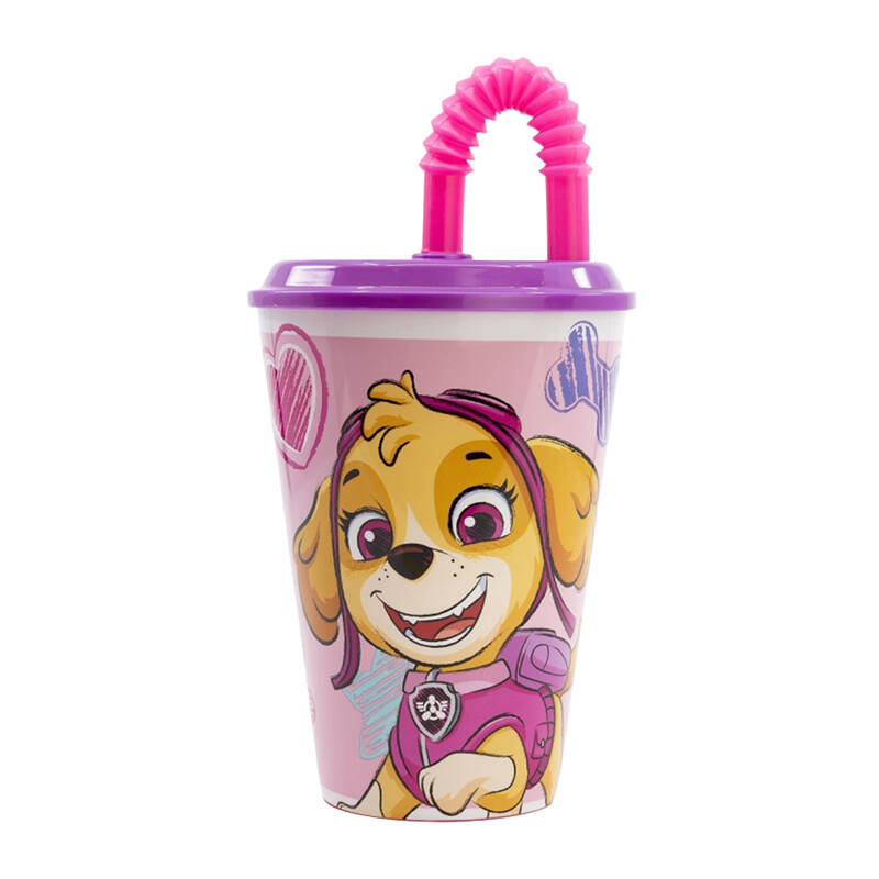 Šalica za vodu sa slamkom za djecu STOR 74530 430 ml Paw Patrol Skye (roza)