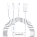 USB kabel 3u1 Baseus Superior Series, USB na mikro USB / USB-C / Lightning, 3.5A, 1.2m (bijeli) (paket od 5 komada)