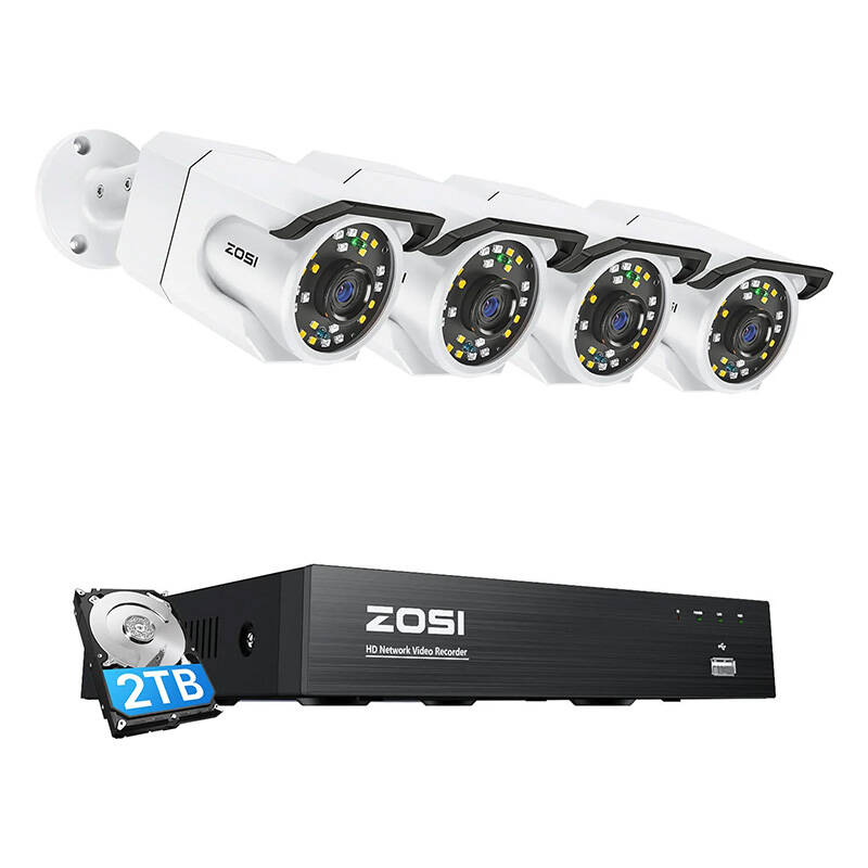 IP kamera ZOSI C105 4 kom WiFi 8MP + NVR 8ch + 2TB HDD