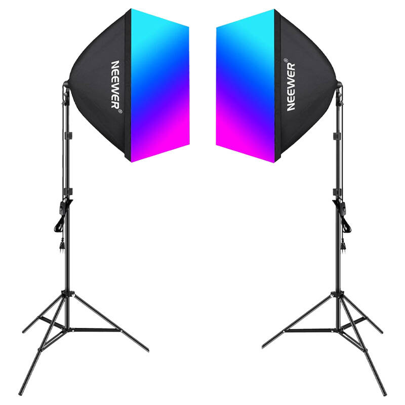 Kit Neewer NK800 dva softboxa + žarulje RGB 24W 2700-6500K + stativi + barndoors